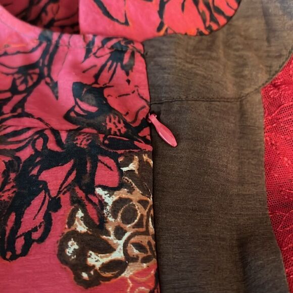 Free People Red,Brown, Black Russian Lace‎ Sleeveless High Low Dress Size XS - Picture 13 of 16